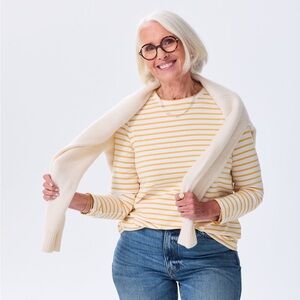 Alice Walk Striped Tee Shirt T-Shirt 3/4 Sleeve Size XS Coastal Quiet Luxury